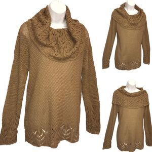 Crotchet Off Shoulders or Cowl Knit Tunic Lightweight Sweater Sz. S